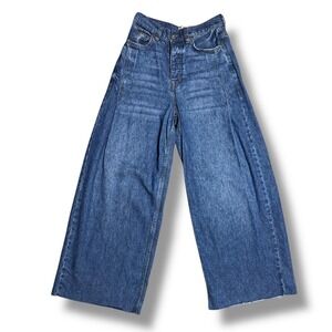 Free People We The Free Old West Slouchy High‎ Rise Wide Leg Jeans Blue 24 Short